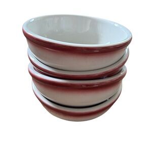 4 Shenango China 5” Red Striped Soup Bowls